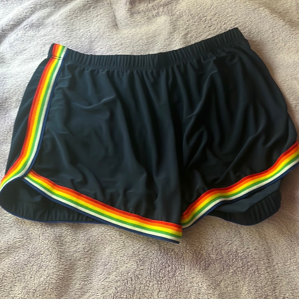 Rainbow seam athletic shorts